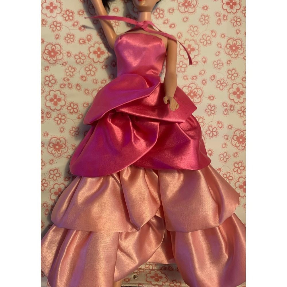 Vintage Barbie  PJ Rose petal hot pink pink satin ruffle dress amazing